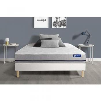 Ensemble Matelas 90x190 + sommier KIT Blanc Mi-Ferme