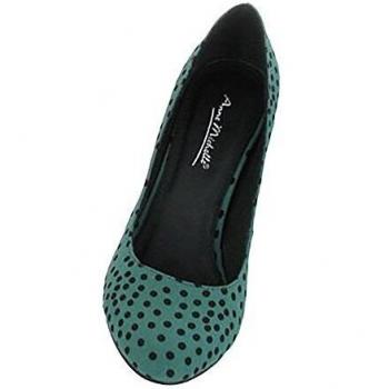 Anne Michelle Ladies' Green Polka Dot Fabric High Heel Shoes (UK Size 5)