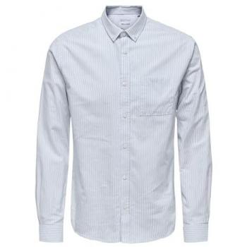 ONLY & SONS Langarm-Shirt mit Streifenmuster – Baumwollmix, klassischer Kragen
