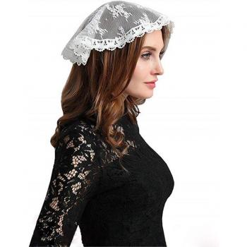 White Lace Head Covering for Mass
