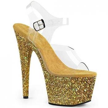 Pleaser Adore‑708lg Damen Offene Sandalen 36 EU – Gold Multigrill