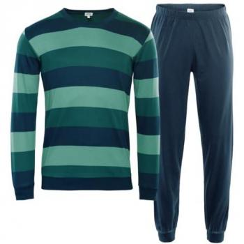 Living Crafts Bio-Herren-Schlafanzug BOB, sanfter Interlock-Jersey, bequeme Feinripp-Abschlüsse, Hosenbund mit Stretch-Band, Rundhalsausschnitt, Gr. XL