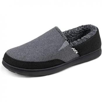 Zigzagger Men’s Wool Blend Comfort Slippers – Asher Grey, UK Size 7