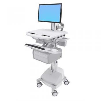 Cartellone Ergotron in bianco per display LCD/PC con 2 cassetti alti e alimentazione SLA