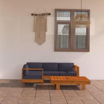 Meubles de Patio 5 pcs avec Coussins Gris Foncé