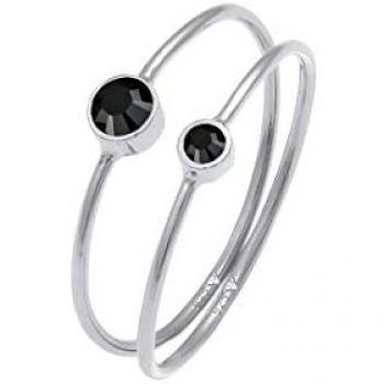 Anello elegante ELLI argento sterling 925 con cristallo nero