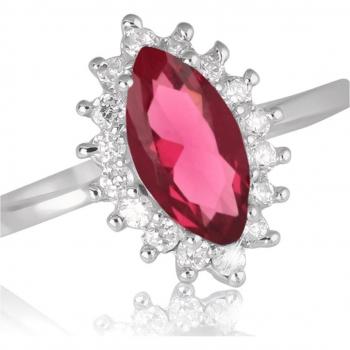 Bague 'Victorina' in Argento con Rubino Bianco