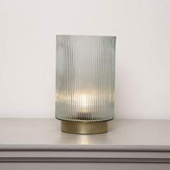 Large Clear Ribbed Glass Ambient Table Lamp