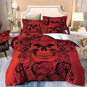 Crimson Skull Gothic Quilted Set (3 Pieces)