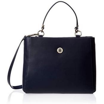 Tommy Hilfiger Damen Crossover Umhängetasche aus schwarzem Leder