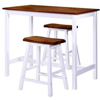 Table de Bar et Tabouret 3 pcs Bois Massif Café Restaurant Salon Maison