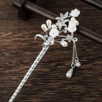 Épingle à cheveux style chinois en métal strass