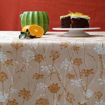 Nappe enduite carrée 160x160cm Herbes caramel Fleur de Soleil