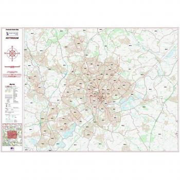 Colour Flat Matte Paper – Nottingham Postcode City Sector Map
