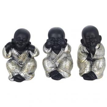 Ensemble de 3 Bouddhas en Résine