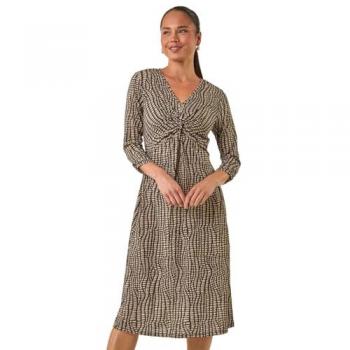 Roman Roman Damen Kleid in Braun mit Abstraktem Twist-Detail