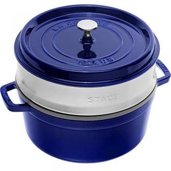 Cocotte Staub con Vaporera, Hierro Fundido, 26 cm, 5,2 L, Azul Oscuro