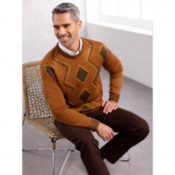 Braun gemusterter Herrenpullover