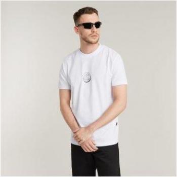 Men's White G‑Star Button Print Shirt, Short Sleeve, Size S