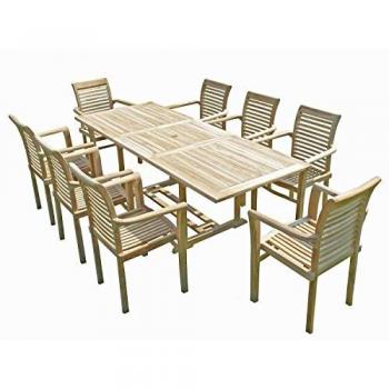 Set Jardin AMARA en Teck – 8 Fauteuils Superposables