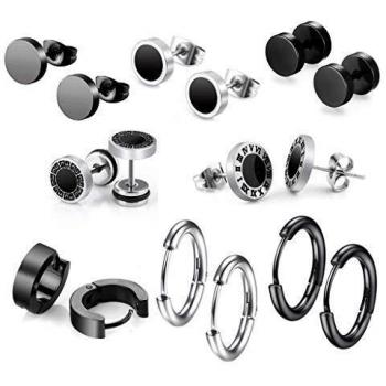 Pendientes Bisel Redondo de Acero para Hombre