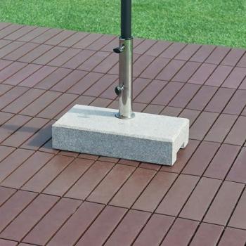 Parasol pied en granit rectangulaire, dimensions 45 x 23 x 10 cm, gris