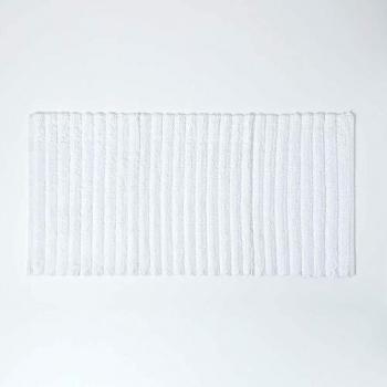 Tapis de bain blanc à rayures 100% coton 1500 g/m²
