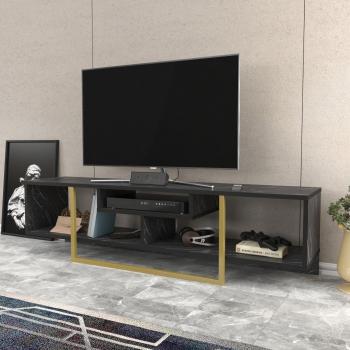 Asal's Bendire and Gold TV Unit, 150 cm wide, compatible with TVs up to 63 inch, Decorotika