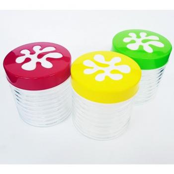 Set di Barattoli in Vetro a Righe con Coperchio