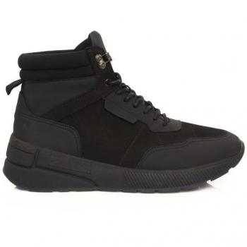 Black Cow Leather High-Top Sneakers