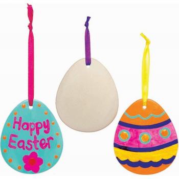 Easter Egg Ceramic Decorations (Box of 5) with Metallic Finish