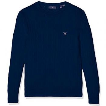Suéter GANT D1. para niños, algodón trenzado, Azul (Evening Blue), 7-8 años