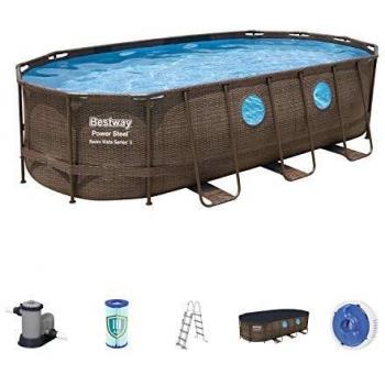 Piscina Fuori Terra Ovale Bestway Power Steel Swim 56716 con Oblò 549x274x122 cm