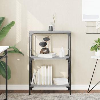 3-Tier Bookshelf Grey Sonoma 59x35x90.5 cm Engineered Wood vidaXL