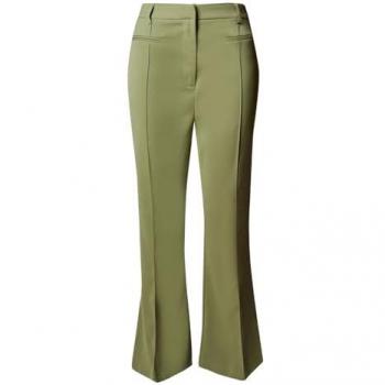 Light Khaki High Waist Flare Trousers