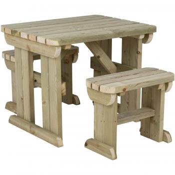 EcoLuxe 7‑ft Green Picnic Table & Bench – Natural Finish with Yew Edges