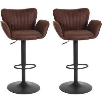 Barhocker-M68 Duo (MCW) – rotierbar, armstützender Sitz, dunkelbraun