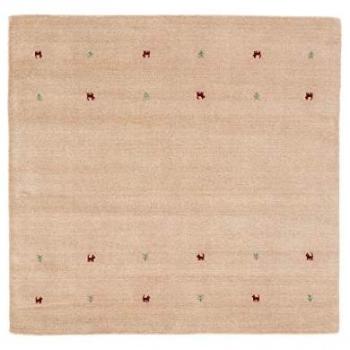 Quadratischer Gabbeh Wollteppich, 15 mm, Tiermotiv