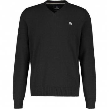 LERROS Logostickierter Herren‑V‑Neck‑Strickpullover – XXL, Schwarz,