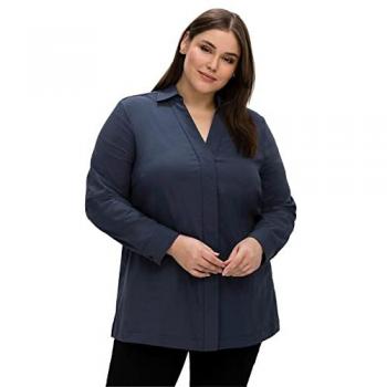 Sheego Bluse in A-Linie, nachtblau, Damen, Gr. 56