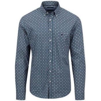 Fynch Hatton Teal Print Long Sleeve Shirt for Men