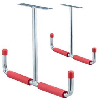 T‑Shape Garage Hooks (2 Pack) by Relaxdays – 25 kg Load, Steel + Padding – 30×42 cm, Silver‑Red
