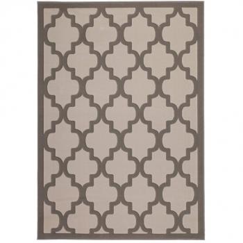 Trendiger Taupe‑Silber Flachteppich – 200 × 290 cm (3D‑Effekt)