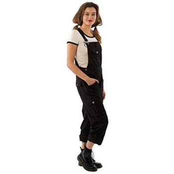 Loose Fit Black Dungaree Overalls with Roll‑Up Legs – Daisy