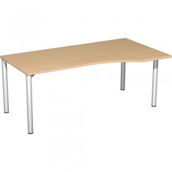 Gera Möbel Flex Schreibtisch, 4 Füße, Holzdekor, Buche/Silber, 180 x 100 x 72 cm
