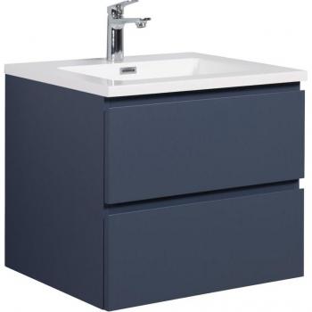 Meuble de lavage Angela 60 cm en gris avec finition noir‑bleu