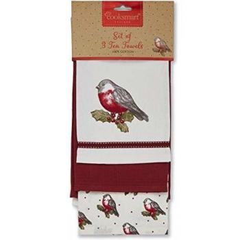Ruby Red Robin Kitchen Cloths 3-Pack