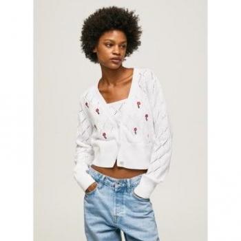 Pepe Jeans Cárdigan de Mujer con Bordado Floral