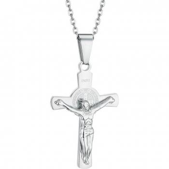 Gold and Silver Vintage INRI Jesus Cross Necklace for Men