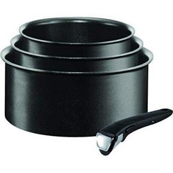 Black Tefal Ingenio 4‑Piece Non‑Stick Saucepan Set for Induction – Expertise Line